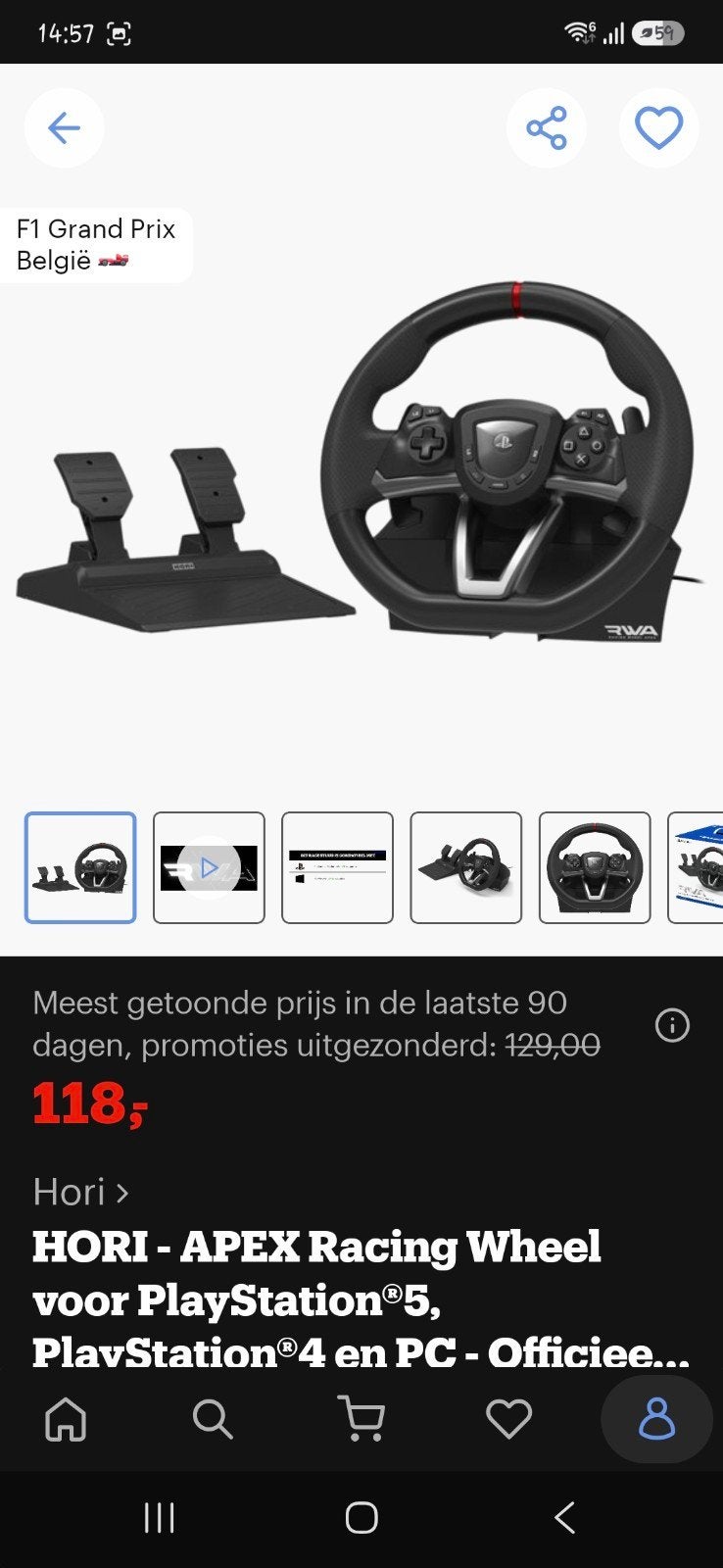 HORI RWA Racing Wheel Apex voor PlayStation en PC, 1 speler, Racen en Vliegen, Eén computer, Ophalen of Verzenden