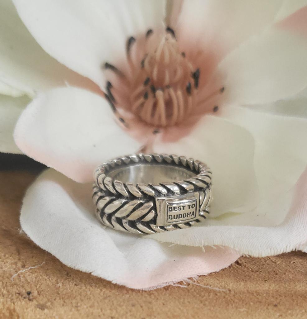 Massieve 925 Zilveren Ring 'Best to Buddha' - Maat 19 of 22, Ophalen of Verzenden, Nieuw, Zilver, Dame of Heer