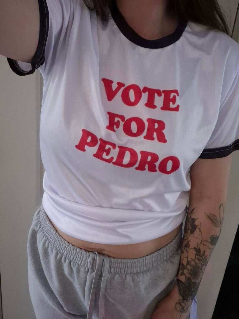 Napoleon dynamite shirt - vote for pedro - S 6 wit rood, Ophalen of Verzenden, Nieuw, Maat 36 (S), Wit