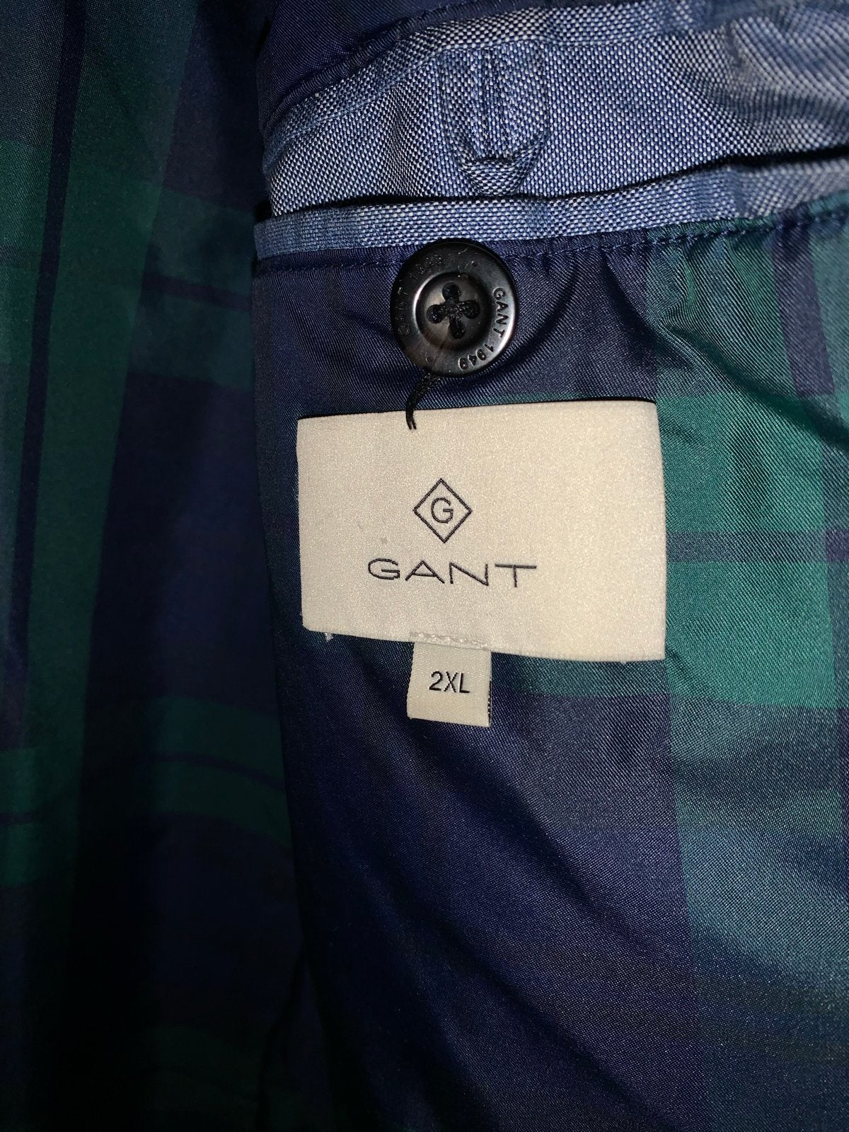 GANT Wollen Peacoat - Donkerblauw met Ruitvoering (2XL), Ophalen of Verzenden, Zo goed als nieuw, Overige maten, Blauw