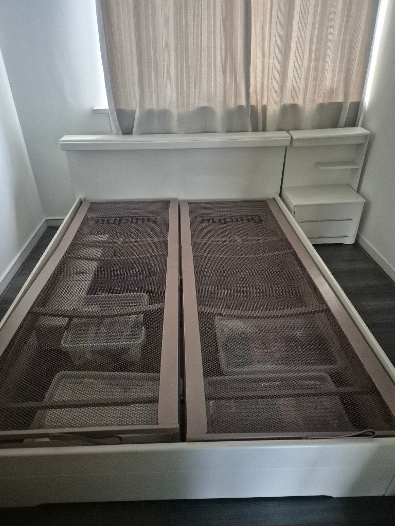 2 persoonsbed, Huis en Inrichting, Slaapkamer | Bedden, Ophalen, Tweepersoons, Zo goed als nieuw, 160 cm