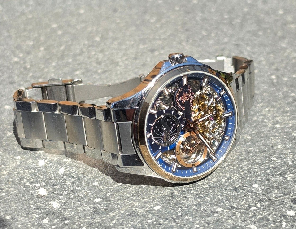 Horloge heren Automatisch., Ophalen, IJzer of Staal, Zo goed als nieuw, 17 tot 18