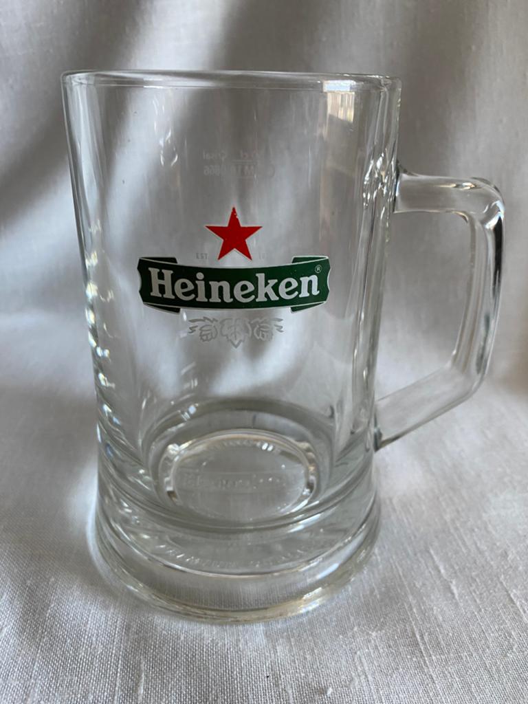 Glazen Heineken bierpul, Ophalen of Verzenden, Zo goed als nieuw, Bierglas