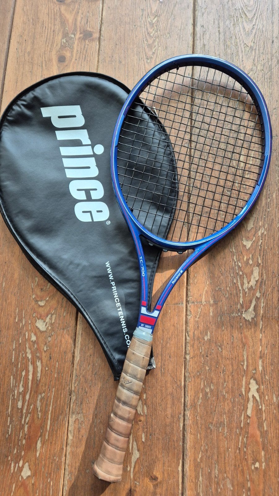 Rucanor TC-700 tennisracket vintage recreatief paars blauw, Sport en Fitness, Ophalen of Verzenden, Gebruikt, Racket, Overige merken
