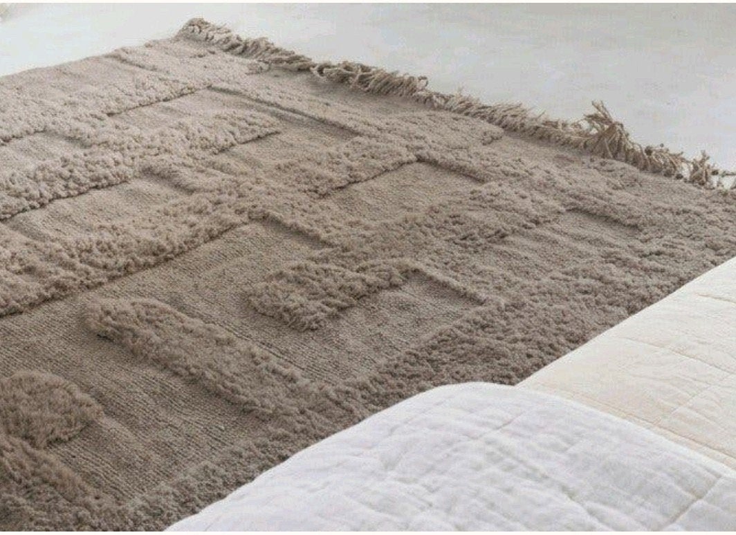 Beige vloerkleed met franjes 160 x 230 cm NIEUW, Ophalen, Nieuw