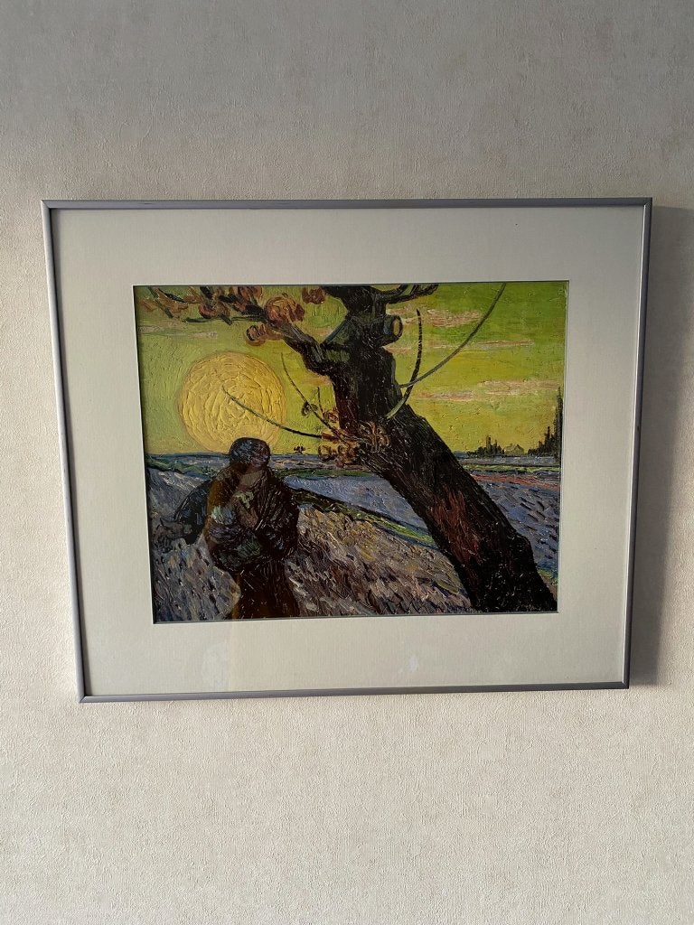 Vincent van Gogh - De Zaaier - Reproductie - Passe-Partout, Antiek en Kunst, Ingelijst, Impressionistisch, Ophalen of Verzenden