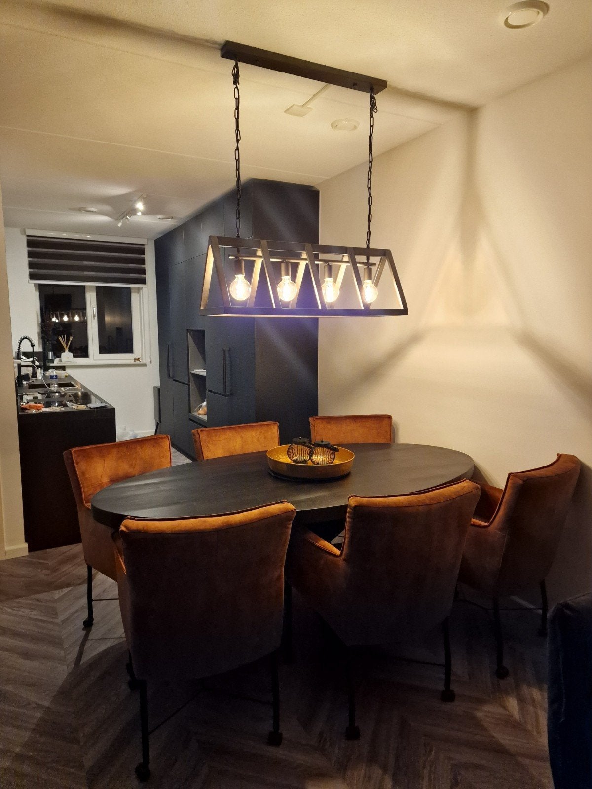 Brilliant hanglamp Matrix zwart 4xE27, Huis en Inrichting, Lampen | Hanglampen, Ophalen, E27 (groot), Zo goed als nieuw, Metaal