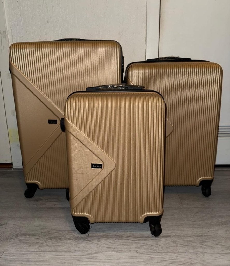 Kofferset 3 deling nieuw in verpakking kleur Gold, Sieraden, Tassen en Uiterlijk, Koffers, Hard kunststof, 45 tot 55 cm, Nieuw