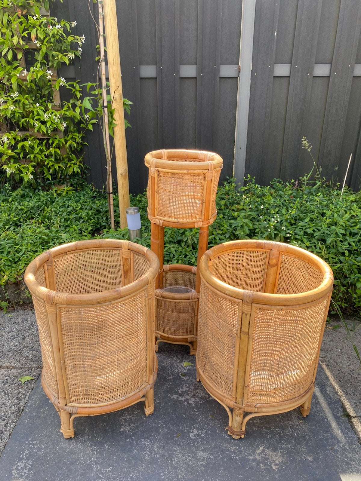 Vintage rotan plantenbakken, Ophalen, Minder dan 30 cm, Balkon, Rond
