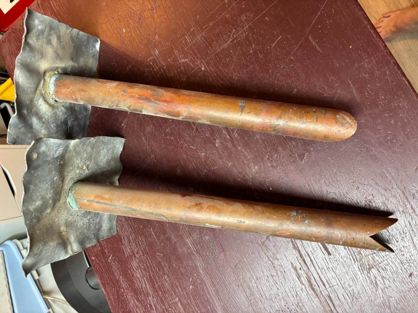 2 x Spuwer dakdoorvoer lood / koper eenden bek, Zwart, Overige typen, Nieuw, Ophalen of Verzenden
