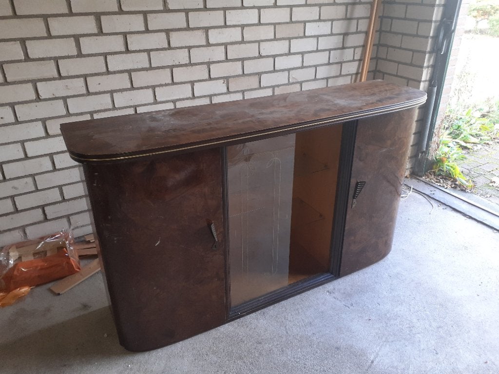 Set van 2 Vintage coctail/barkast en Dressoir Schuurvondst, Ophalen, 150 tot 200 cm, Overige houtsoorten, Art deco / retro