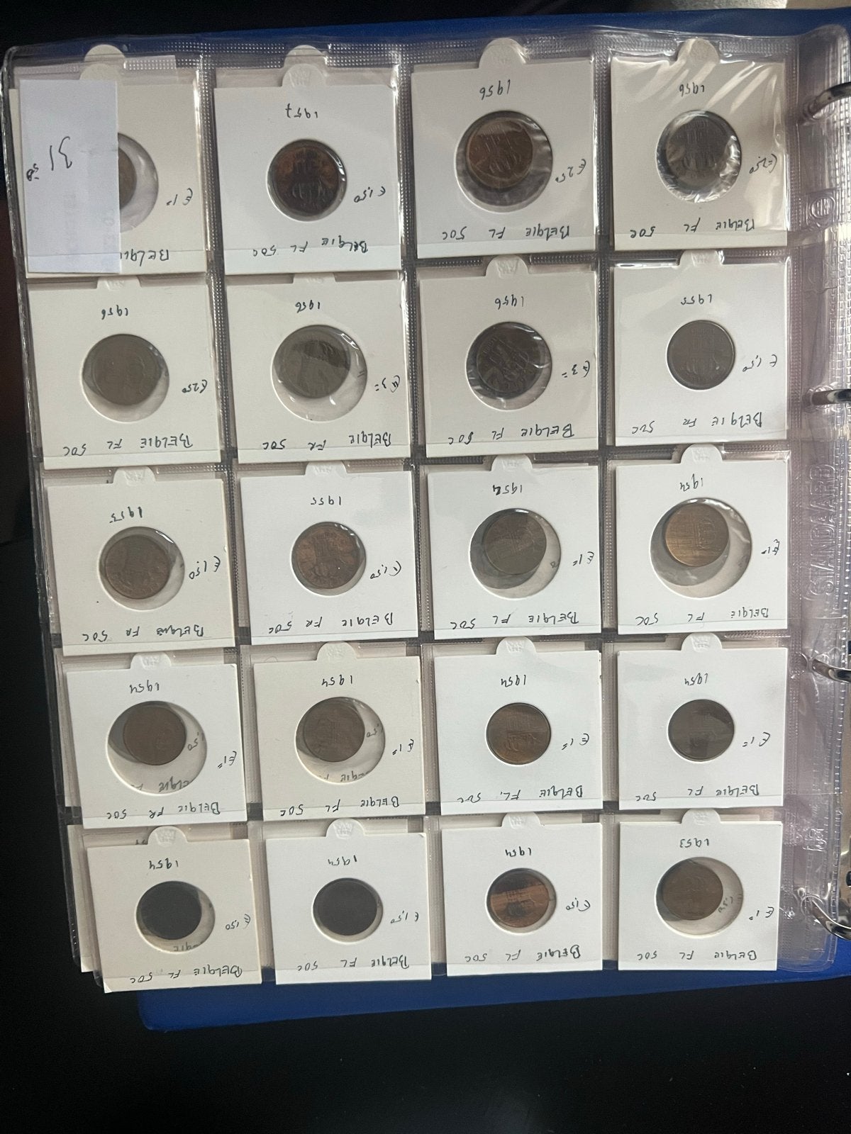 Grote collectie Belgische munten in album, Ophalen of Verzenden, Metaal, Setje