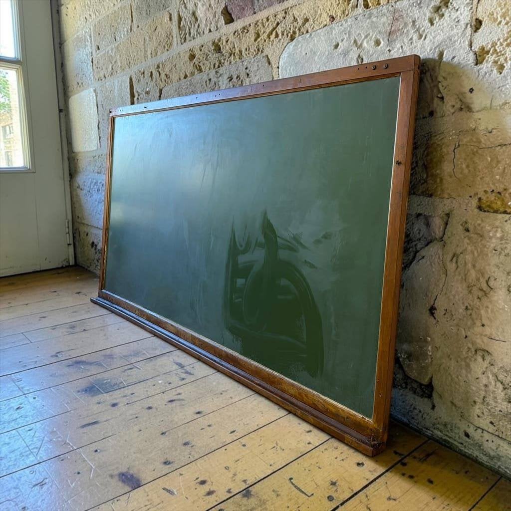 Vintage XL houten schoolbord / groen krijtbord (2m60!), Ophalen, Gebruikt, Krijtbord