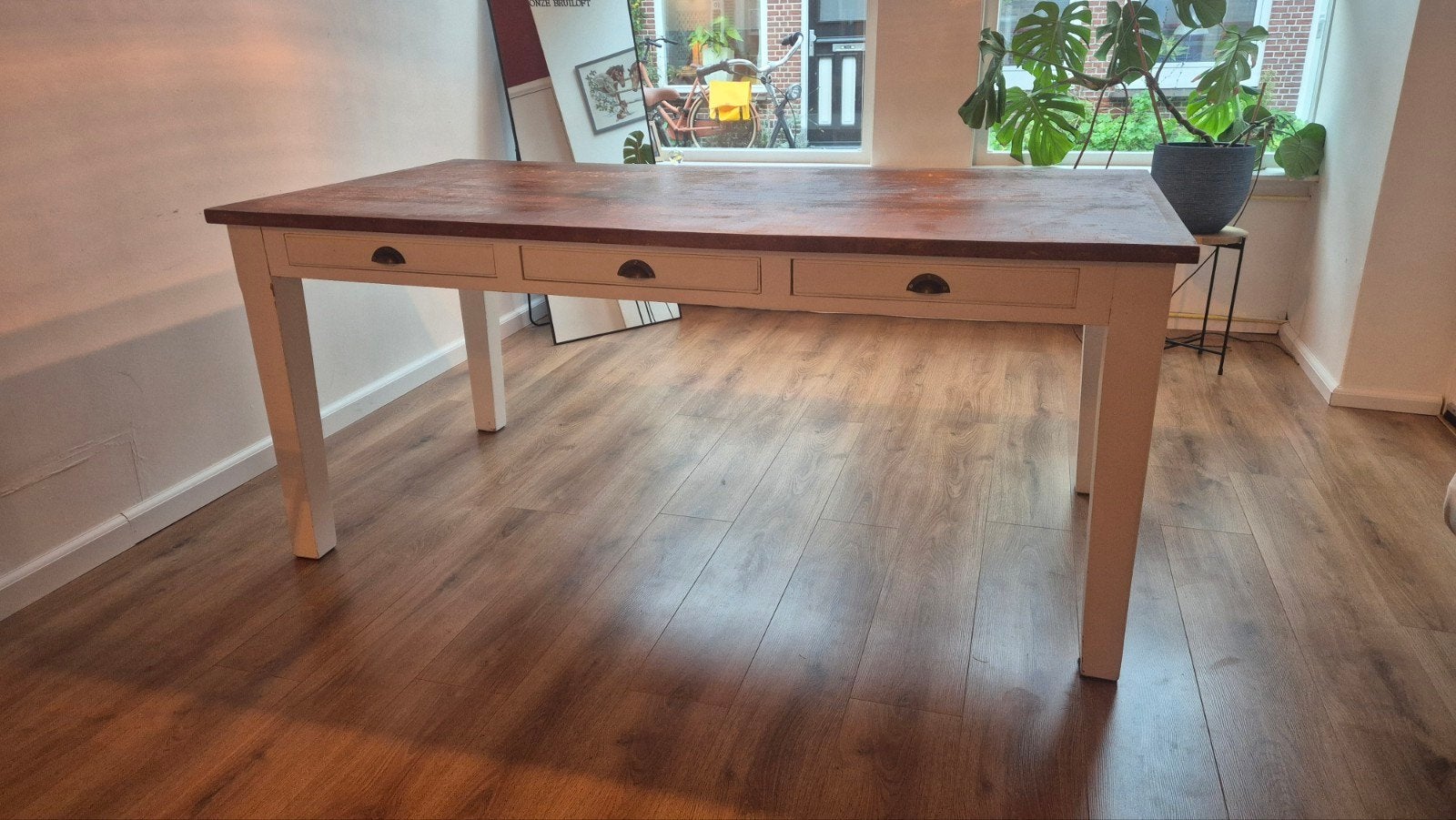 Originele Riviera Maison eettafel 180x90 cm – landelijk, Ophalen, Gebruikt, Landelijke, Brocante, 50 tot 100 cm
