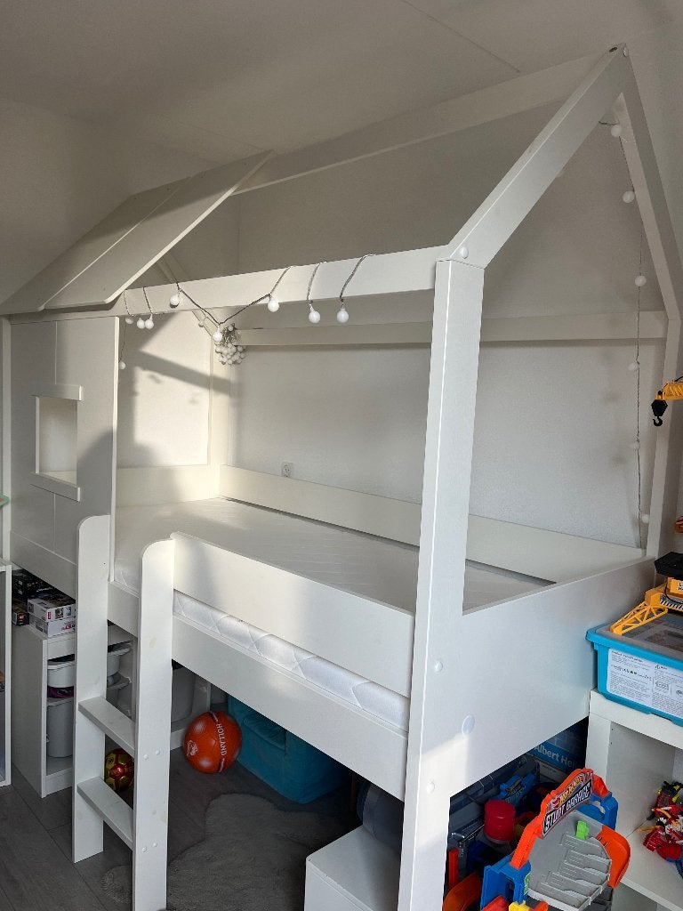 Halfhoogslaper bedhuisje, Kinderen en Baby's, Ophalen, 85 tot 100 cm, Hoogslaper of Stapelbed, Gebruikt