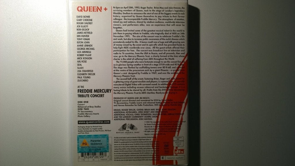 The Freddie Mercury Tribute Concert 10th Anniversary DVD, Alle leeftijden, Ophalen of Verzenden, Zo goed als nieuw