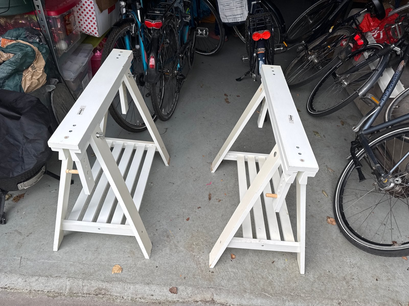 Twee witte schragen, ideaal voor werkbank of tafel ikea, Doe-het-zelf en Verbouw, Ophalen, Gebruikt, Minder dan 70 cm