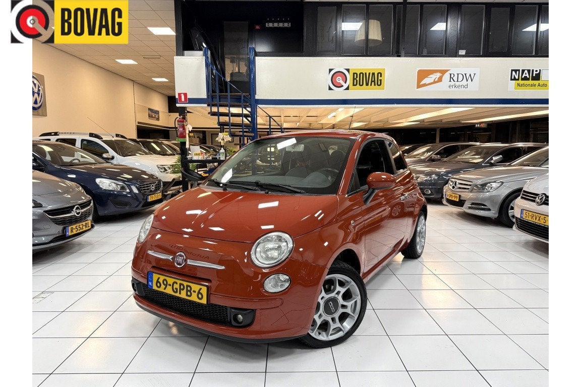 Fiat 500 1.2 Pop Bovag Garantie Airco (bj 2008), Gebruikt, 1242 cc, 840 kg, Leder en Stof
