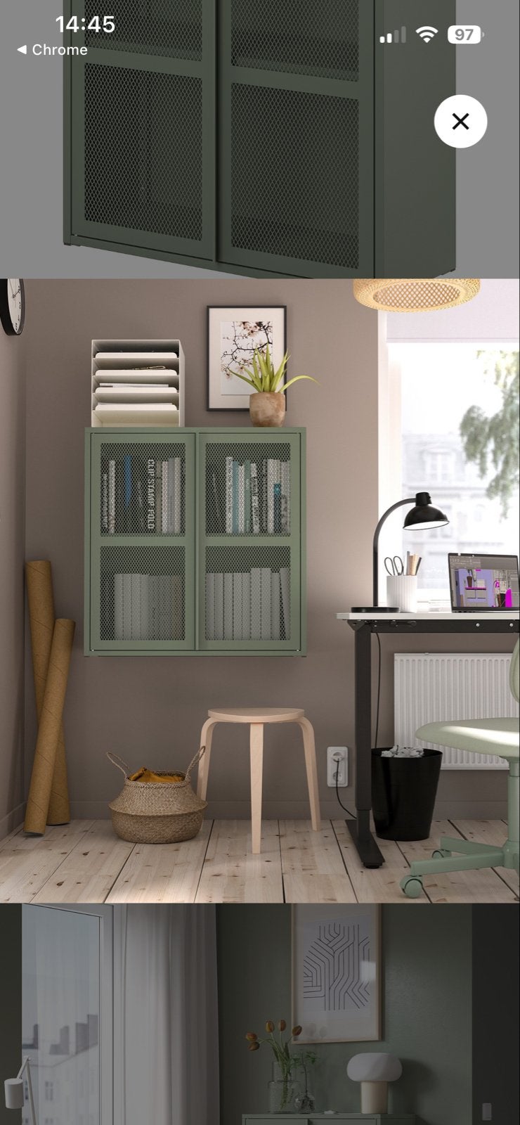 Groene metalen wandkast ivar ikea, Ophalen, 50 tot 100 cm, Zo goed als nieuw, Minder dan 100 cm