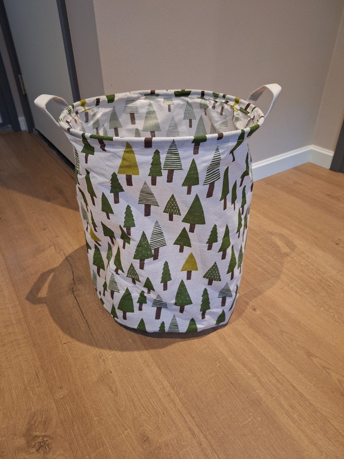Opvouwbare wasmand/opbergmand met dennenbomen print, Ophalen, Meerkleurig, Nieuw, Modern