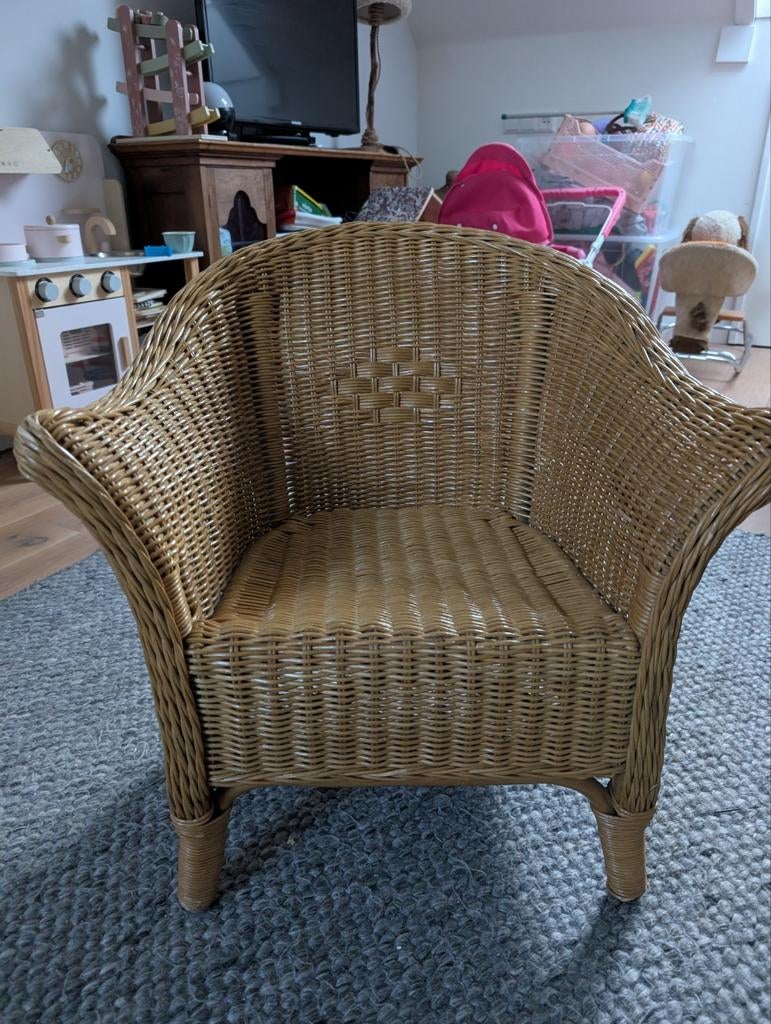 Rotan fauteuil voor kinderen, Huis en Inrichting, Stoelen, Ophalen, Gebruikt, Overige kleuren, Riet of Rotan