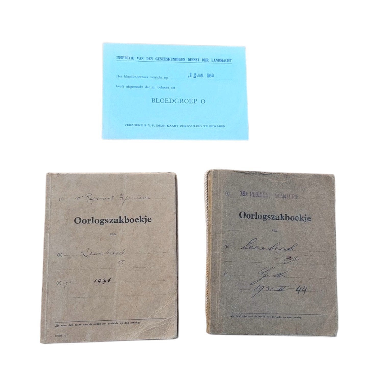 Set Oorlogszakboekje + Hepla 18 R.I. (Grebbelinie), Verzamelen, Ophalen of Verzenden, Landmacht, Nederland