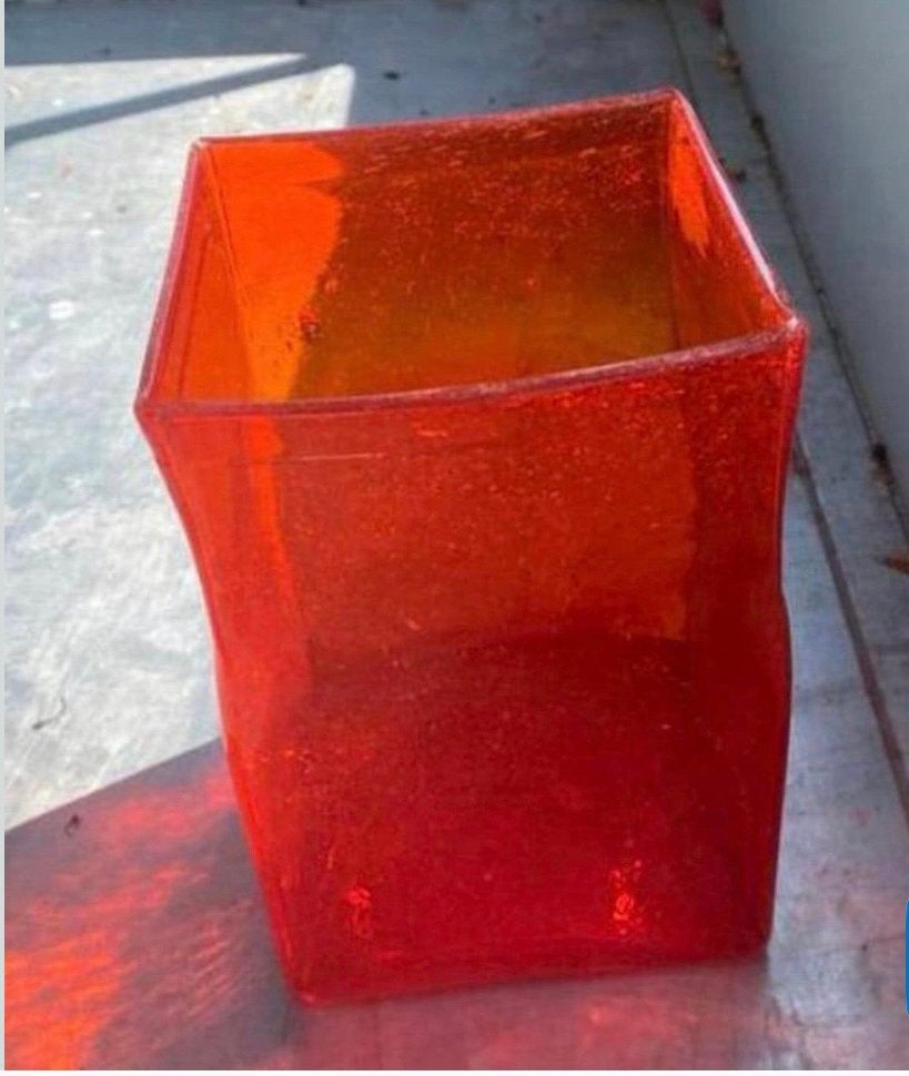 Scandinavische  Oranje grote Vaas Vintage handmade,  pontil, Antiek en Kunst, Ophalen of Verzenden