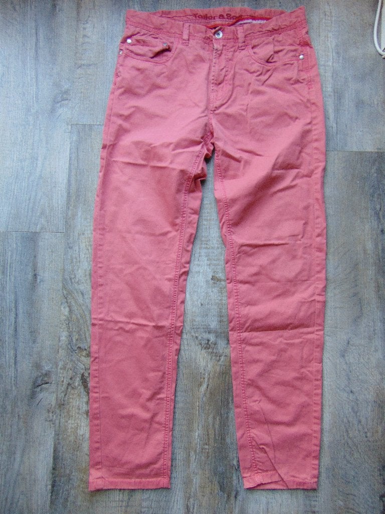 Tailor & Son lange broek katoen zalmkleur maat 50 / M, Maat 48/50 (M), Tailor & Son, Ophalen of Verzenden, Zo goed als nieuw