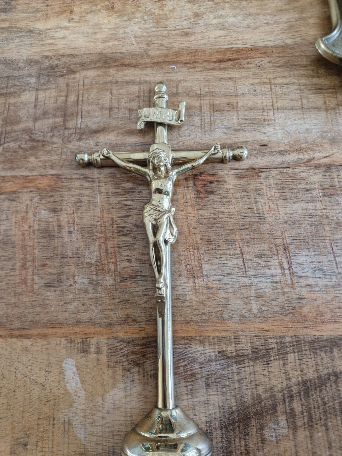 Antiek Messing Kruisbeeld met Corpus, Ophalen of Verzenden