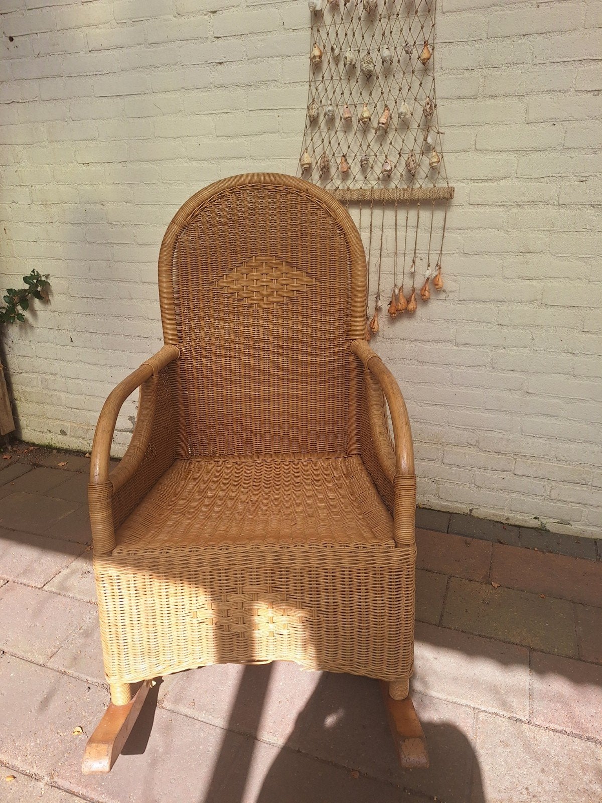 Comfortabele rotan schommelstoel, Ophalen, Gebruikt, Bohemian, Klassiek, Bruin