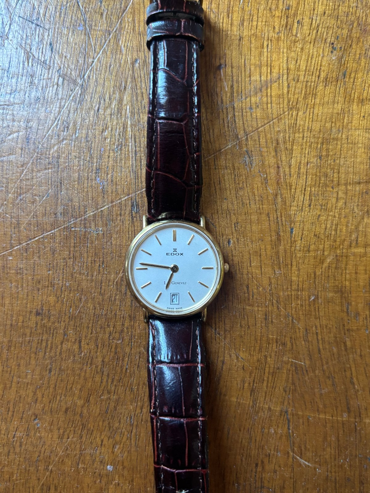 Edox Les Genevez Horloge, Sieraden, Tassen en Uiterlijk, Horloges | Dames, Overige merken, Overige materialen, Leer, Polshorloge