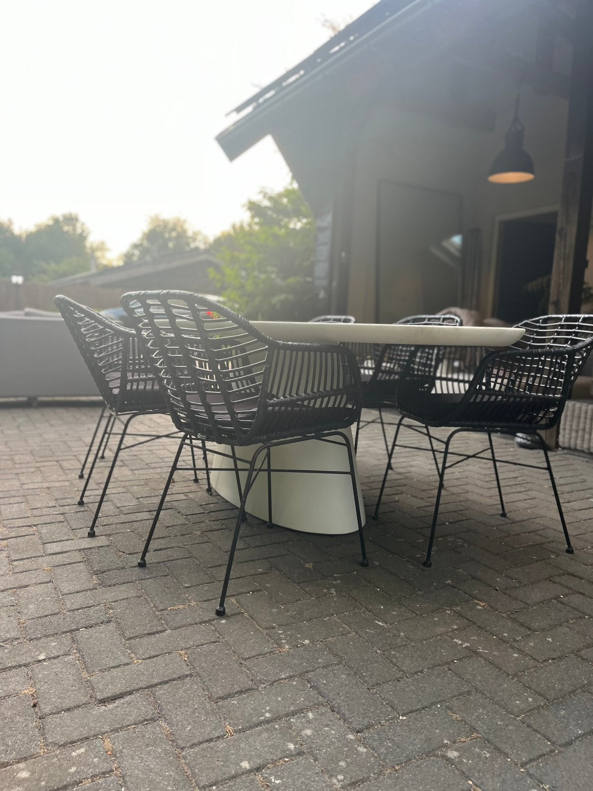 Gaaf tuinset!! Met ovale Scandinavische tafel, Ophalen, Zo goed als nieuw
