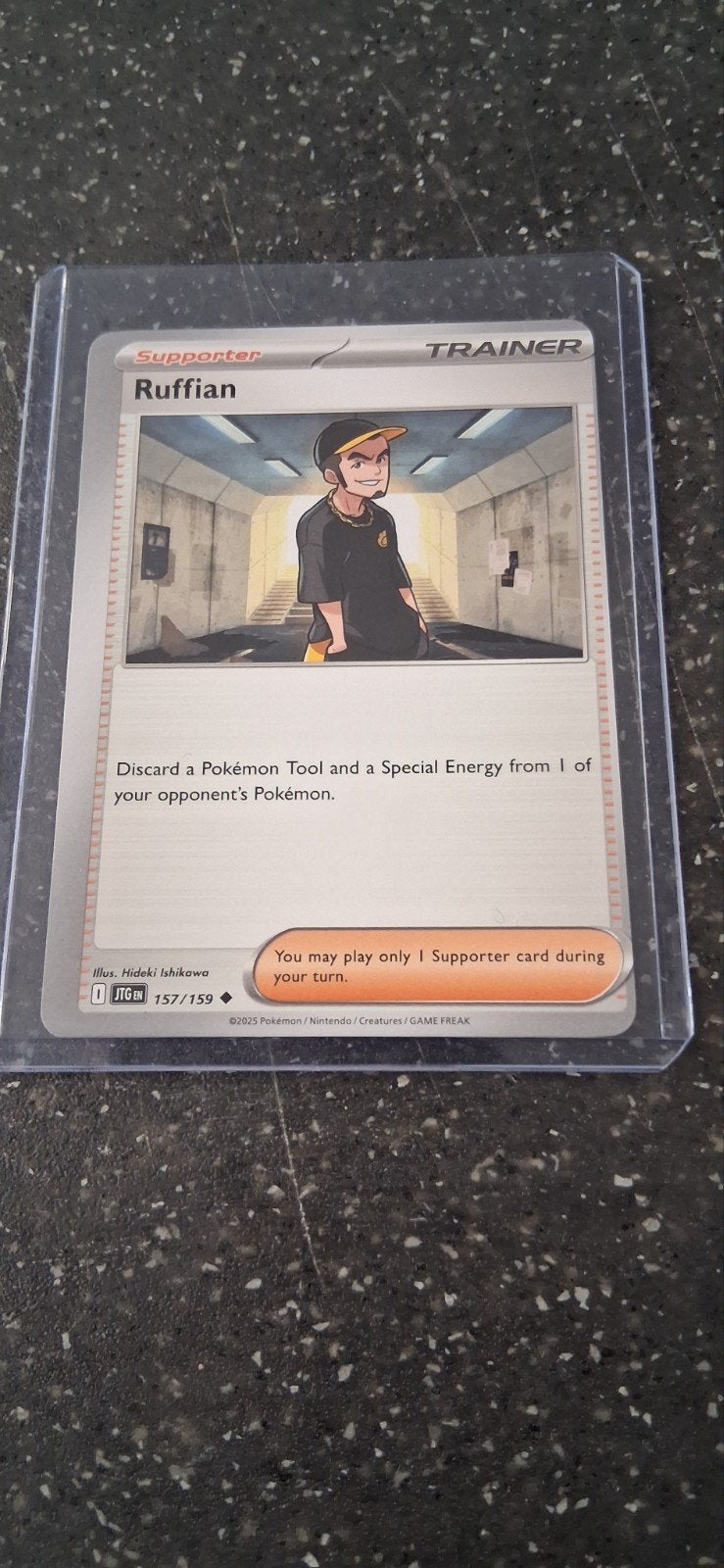 Pokémon Kaart Ruffian Trainer 157/159 Foutdruk, Ophalen of Verzenden, Zo goed als nieuw, Losse kaart