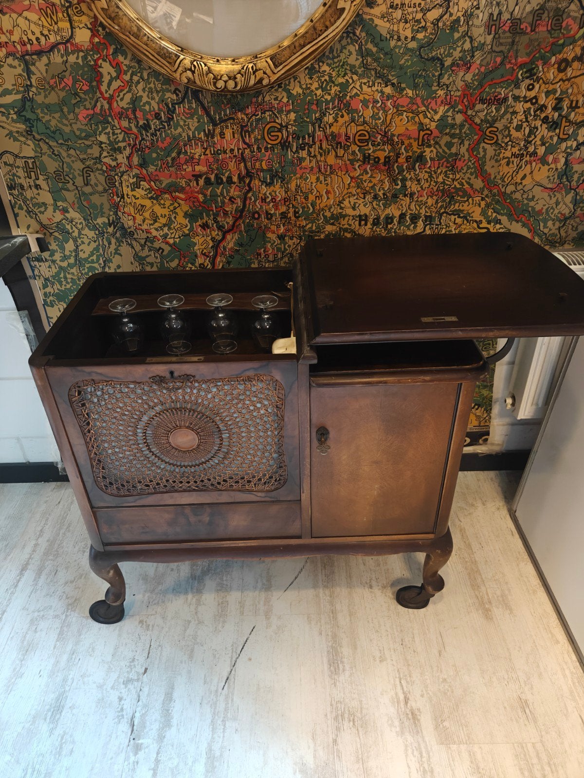 Zeldzame antieke bar wagen dranken trolley met koelruimte, Ophalen