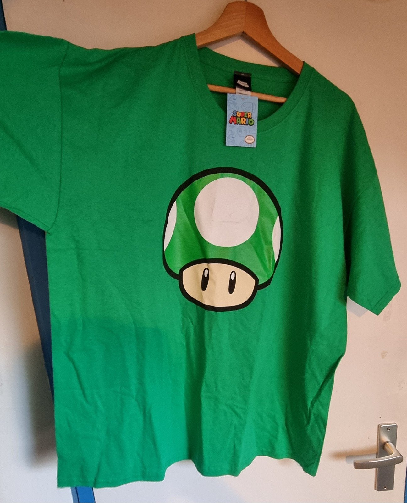 Nieuw Super Mario T-shirt Groen met Paddenstoel XXL, Verzenden, Nieuw, Overige maten, Super Mario