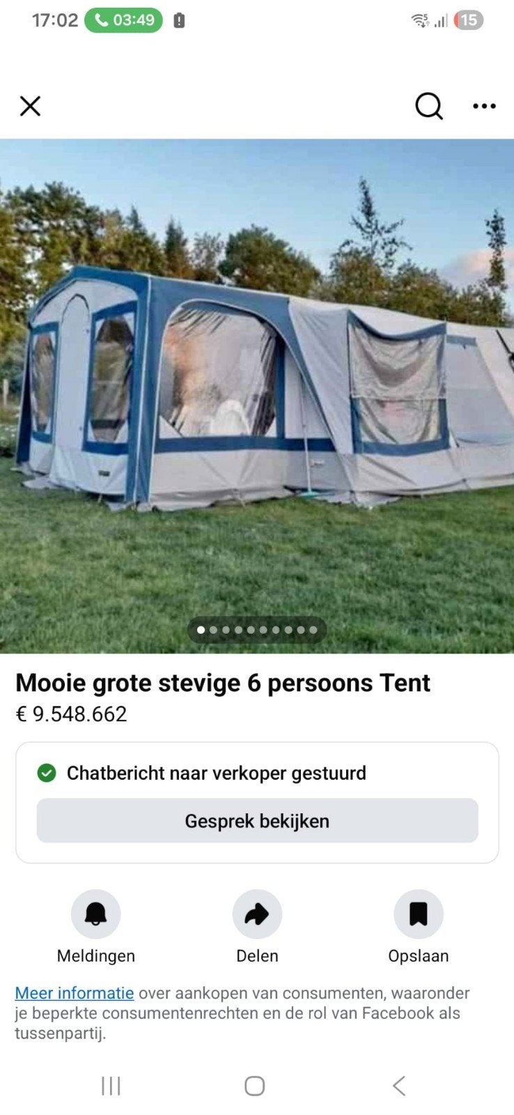 Grote 6-persoons tent - Zo goed als nieuw, Caravans en Kamperen, Tenten, Ophalen