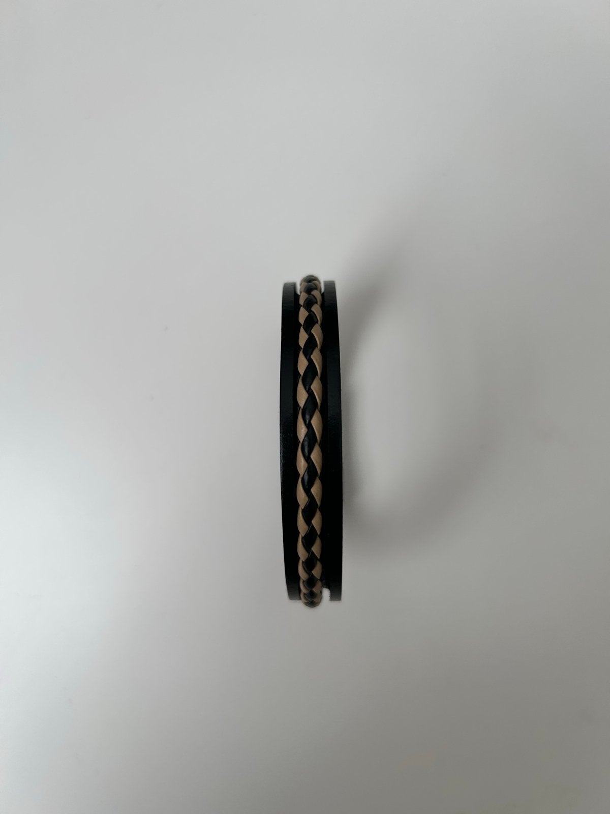 Stijlvolle gevlochten leren armband, Verzenden, Nieuw, Zwart, Leer
