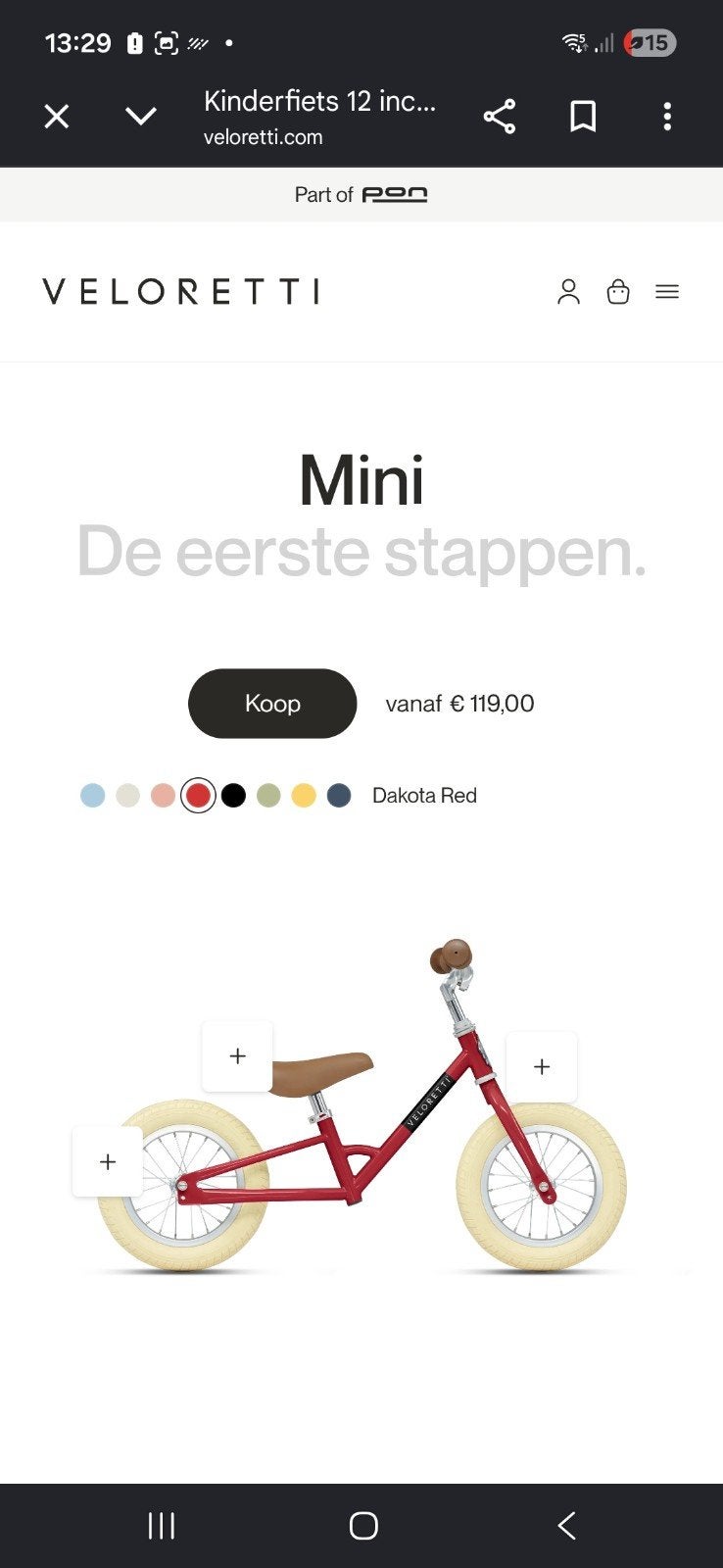 Veloretti mini loopfiets rood met mand!!, Ophalen, Nieuw, Minder dan 16 inch
