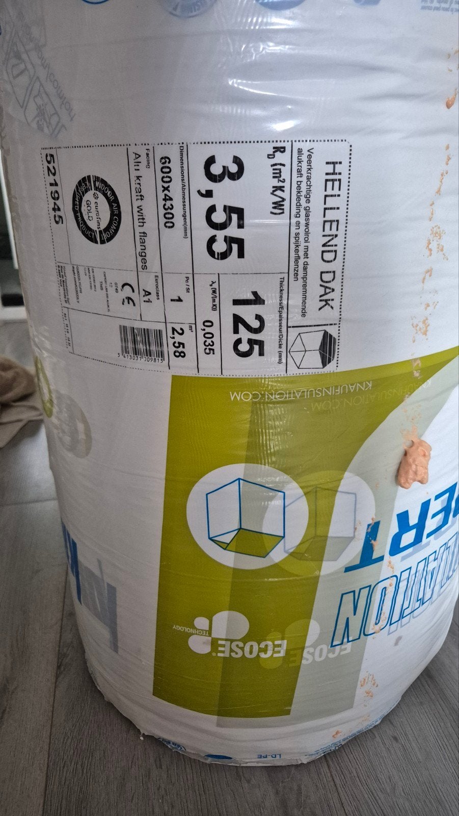 Knauf Insulation Expert Glaswol Hellend Dak 125mm, Ophalen
