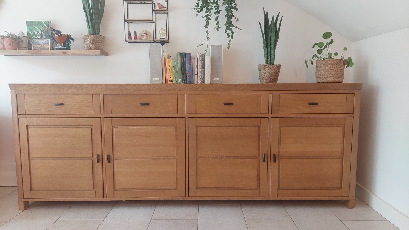 Groot houten dressoir met bijpassend tv meubel, Ophalen, Gebruikt, 25 tot 50 cm, 200 cm of meer