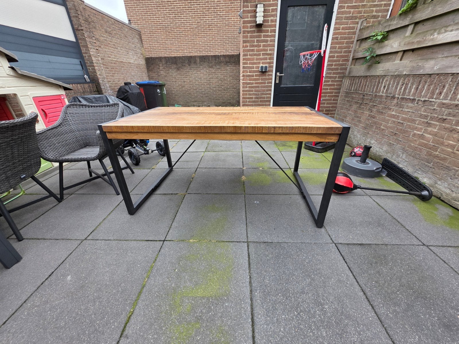 Mooie mango houten eettafel 160x90x77 cm, zo goed als nieuw, 50 tot 100 cm, Zo goed als nieuw, 150 tot 200 cm, Vier personen