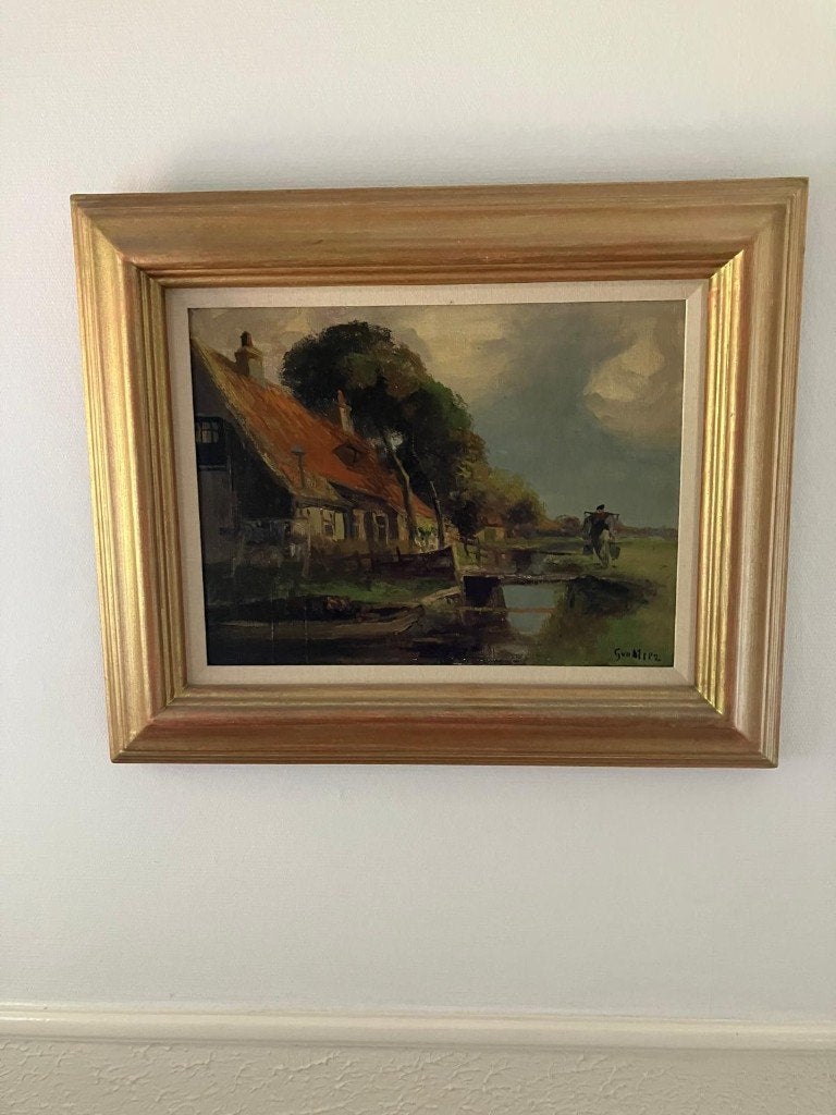 Olieverf schilderij mooi ingelijst, Antiek en Kunst, Kunst | Schilderijen | Klassiek, Ophalen