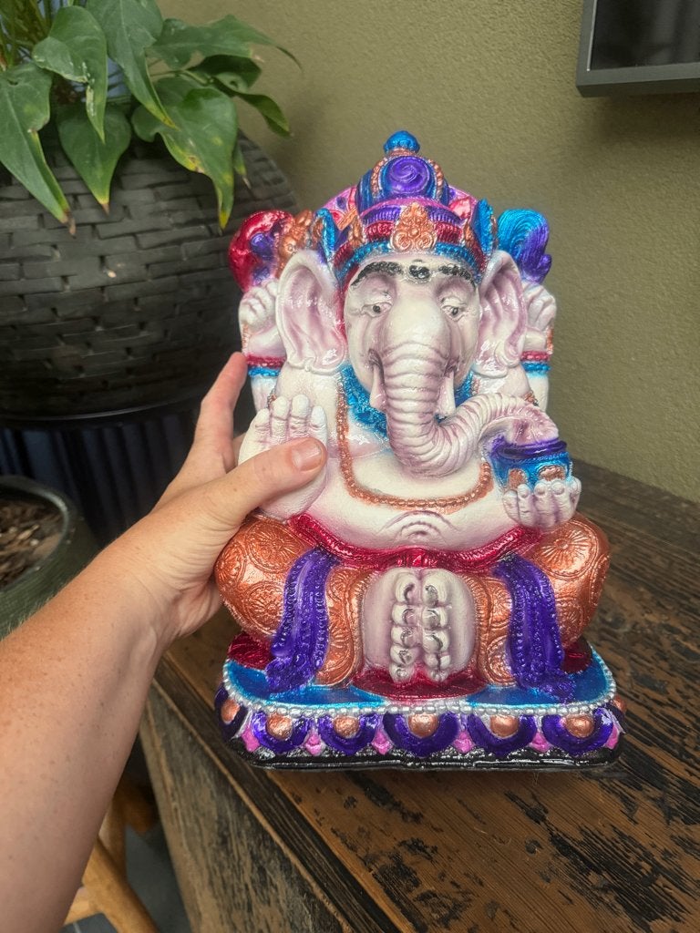 Ganesha boeddha massief polyester handbeschilderd Bali, Verburgt Vintage, 28 cm, Nieuw, Ophalen of Verzenden