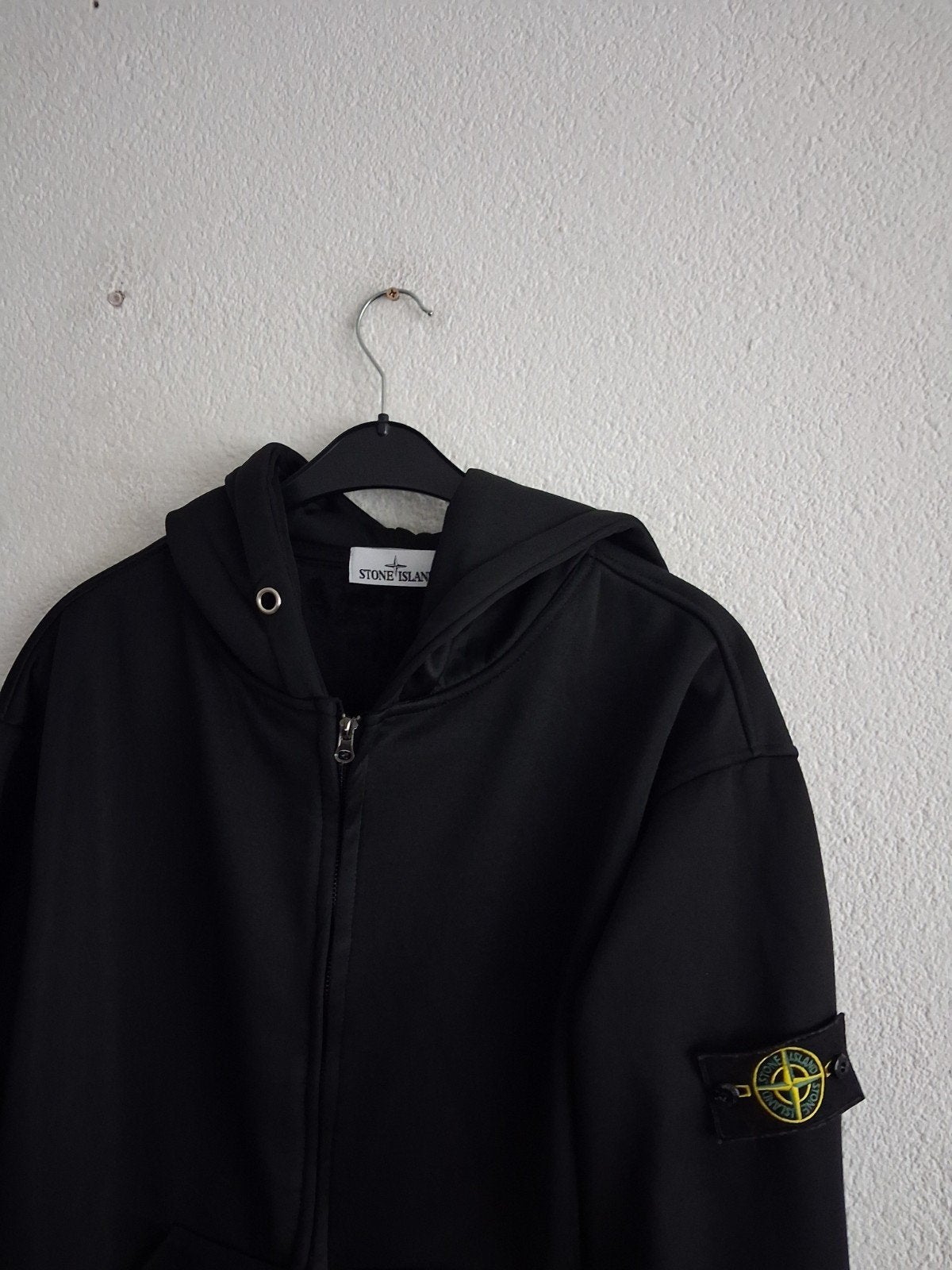 Stone Island Zwarte Hoodie met Rits - Maat XL, Zwart, Maat 56/58 (XL), Ophalen of Verzenden, Stone Island
