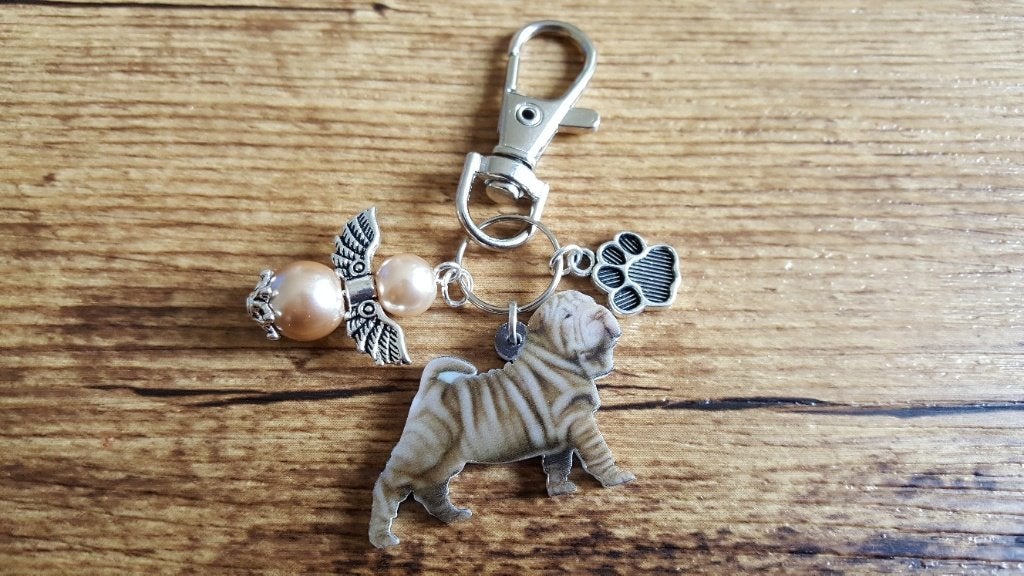 Tashanger Sleutelhanger Shar-pei met beschermengeltje, Dieren en Toebehoren, Overige merken, Verzenden, Nieuw, Overige typen