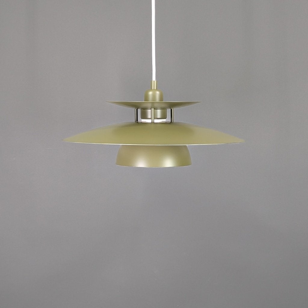 Groene Deense retro hanglamp van Scandi LAB, Huis en Inrichting, Lampen | Hanglampen, Zo goed als nieuw, E27 (groot), Ophalen of Verzenden