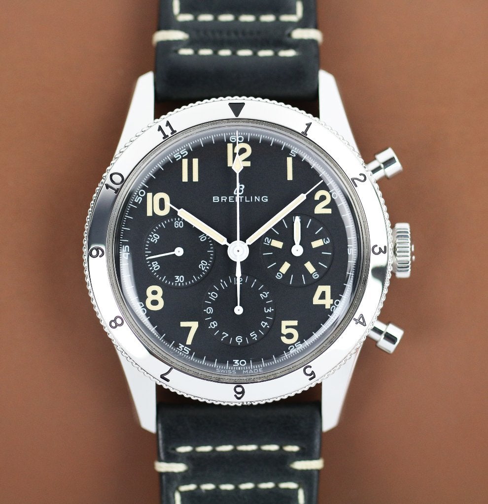 Breitling AVI 765 re-edition 1953 41 (Zeer goed/ 2022), Leer, Staal, Breitling, Polshorloge