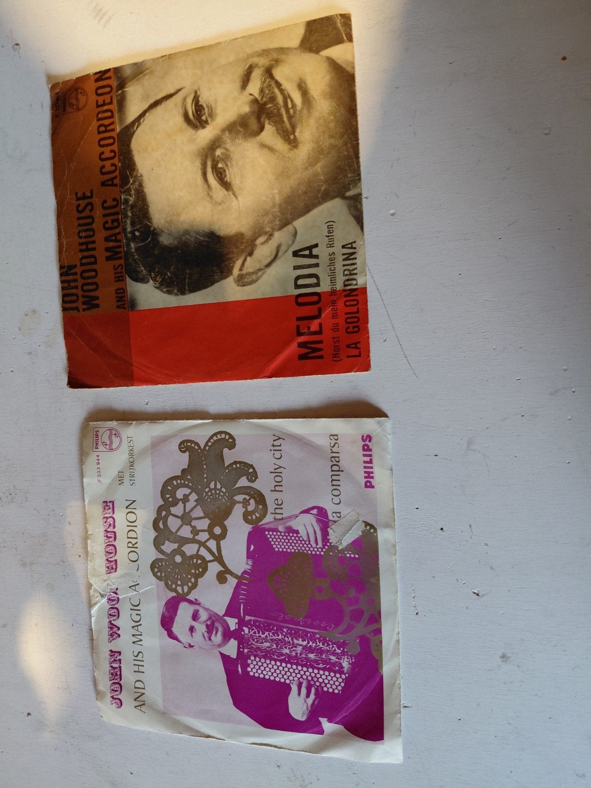 John Woodhouse & His Magic Accordeon - 2 singles, Cd's en Dvd's, Vinyl Singles, Gebruikt, Overige genres, EP, 7 inch, Ophalen of Verzenden