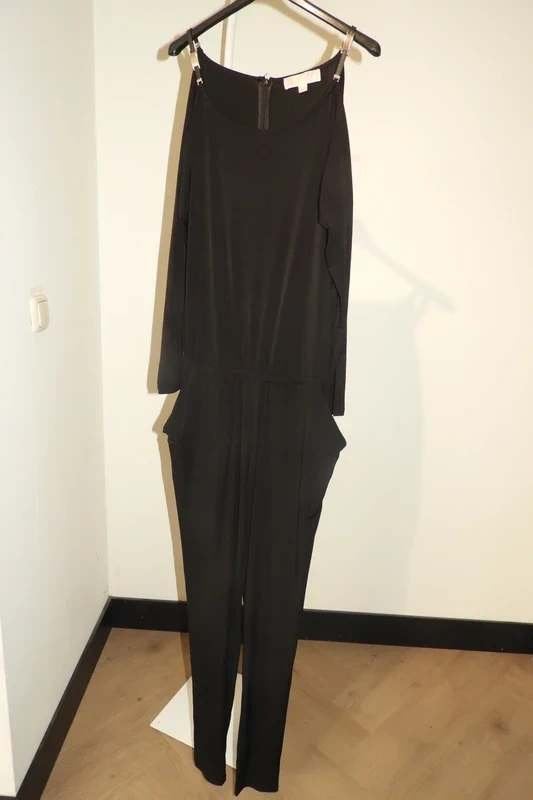 Michael Kors zwarte jumpsuit broek pak zilveren gespen M, Maat 38/40 (M), Michael Kors, Verzenden, Zwart
