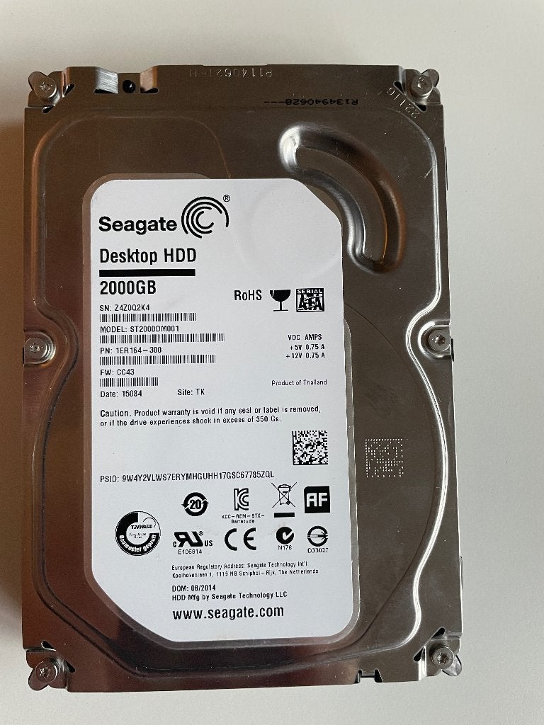 Seagate 2TB hard drive, Computers en Software, Harde schijven, Intern, Ophalen of Verzenden, Zo goed als nieuw, Seagate
